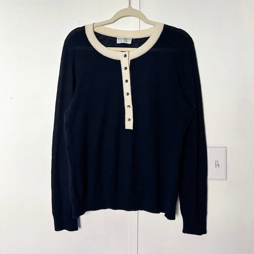 Dark Blue Lightweight Contrast Trim Sweater